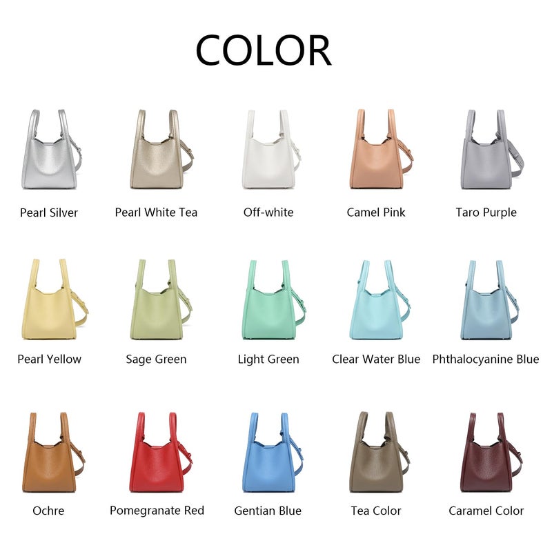 YONBEN PU Leather Tote Bag Bucket Bags Slouchy Handbag with Zipper Bucket Bags for Women (Tea Color) - Image 3