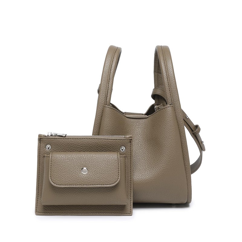 YONBEN PU Leather Tote Bag Bucket Bags Slouchy Handbag with Zipper Bucket Bags for Women (Tea Color) - Image 1