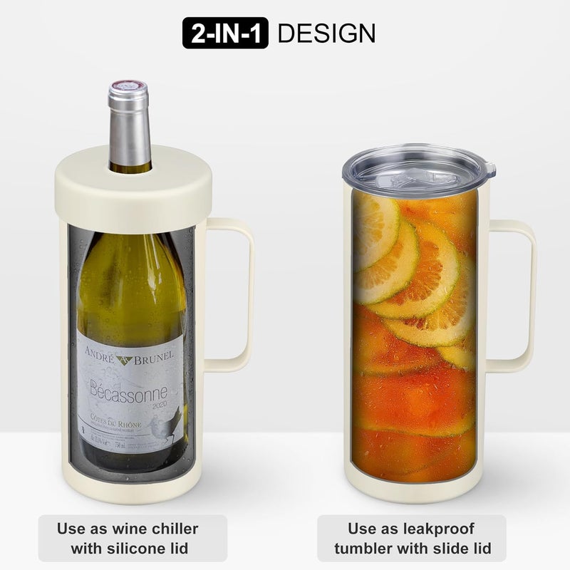 Max&So 42oz Wine Chiller Iceless Cooler Tumbler - Gift for Wine Lovers, 2-IN-1 Stainless Steel Vacuum Insulated Bucket Portable Mug Cup Wine Accessory Keep Cold, Fit Most 750ml Wine & Champagnes, White - Image 2