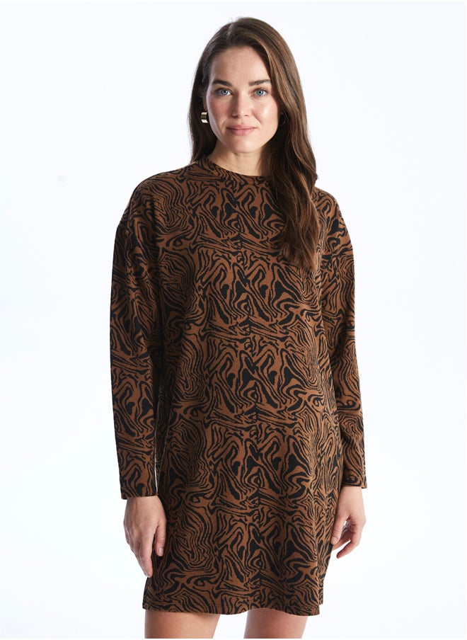 LC WAIKIKI Crew Neck Patterned Long Sleeve Maternity Dress  - Image 1