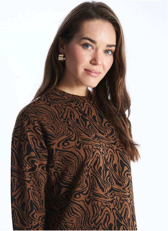 LC WAIKIKI Crew Neck Patterned Long Sleeve Maternity Dress  - Image 3