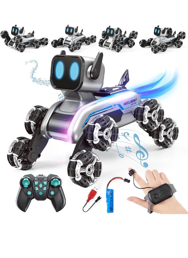 VUCATIN Robot Dog 2.4Ghz Remote Control Dog Stunt RC Cars with Music & Light 2 Models RC Robot Toys with Rechargeable Batteries Birthday Gifts for Kids 6+ Years Old  - Image 1