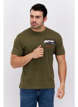 Canadian Peak Men Crew Neck Short Sleeve Graphic Print T-Shirt, Olive  - Image 1