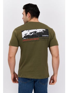 Canadian Peak Men Crew Neck Short Sleeve Graphic Print T-Shirt, Olive  - Image 3
