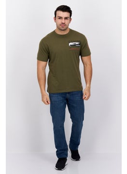 Canadian Peak Men Crew Neck Short Sleeve Graphic Print T-Shirt, Olive  - Image 2