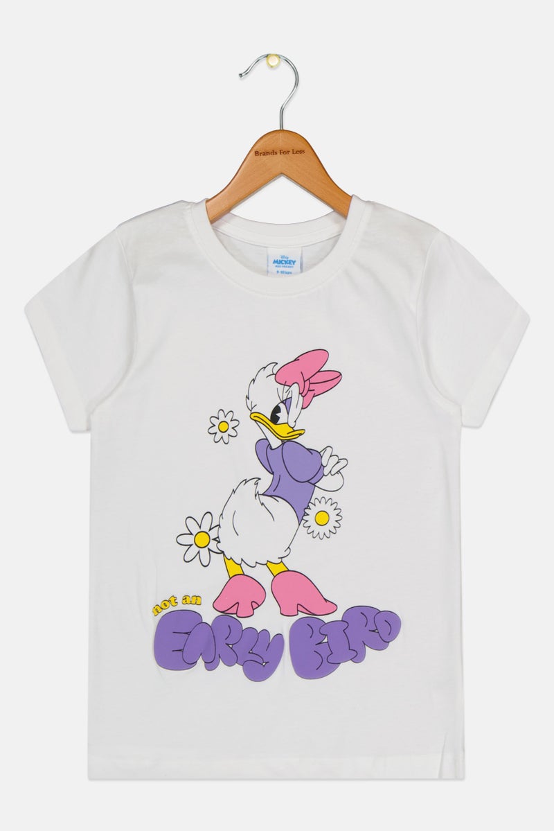 Disney x Mickey And Friends Kids Girl Short Sleeve Graphic Print T-Shirt, White - Image 2