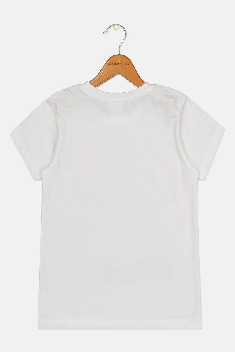 Disney x Mickey And Friends Kids Girl Short Sleeve Graphic Print T-Shirt, White - Image 3
