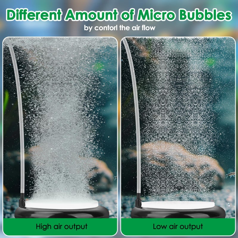 hygger Aquarium Air Stone Kit, Fish Tank Bubbler, Nano Furnace Flue Round Air Stone Disk Set for Hydroponics, Small Bubbles, Ultra-High Dissolved Oxygen Diffuser (4 Inch) - Image 3