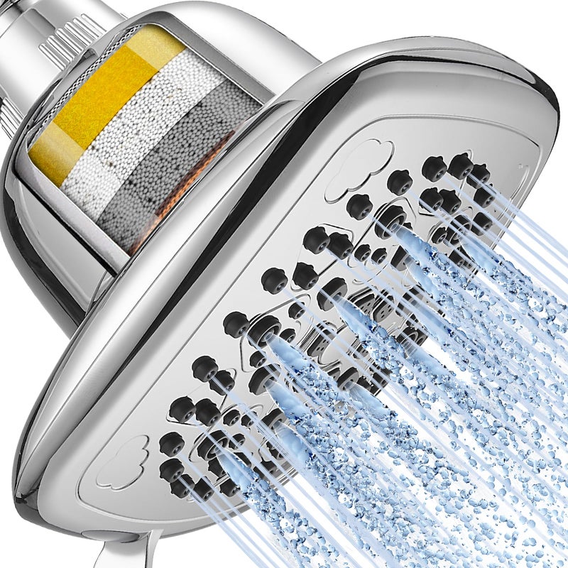Cobbe Filtered Shower Head 7 Modes High Pressure Shower Heads 16 Stage Shower Head Filter for Hard Water for Remove Chlorine and Harmful Substances Luxury Polished Chrome 6 Inch Square - Image 2