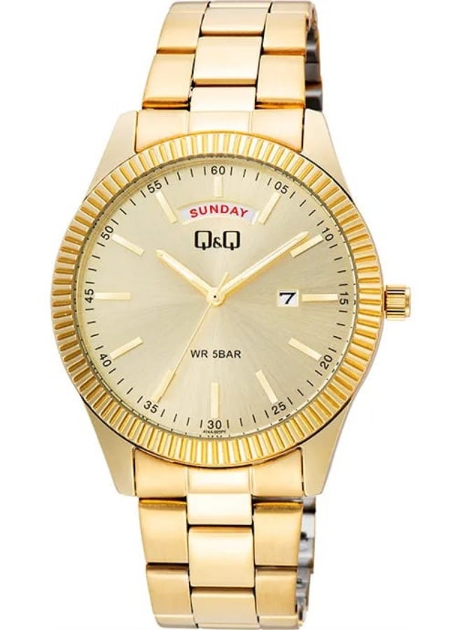 Q&Q Japan By Citizen A14A-001PY Standard Analog Men's Watch, Gold Tone - Image 1