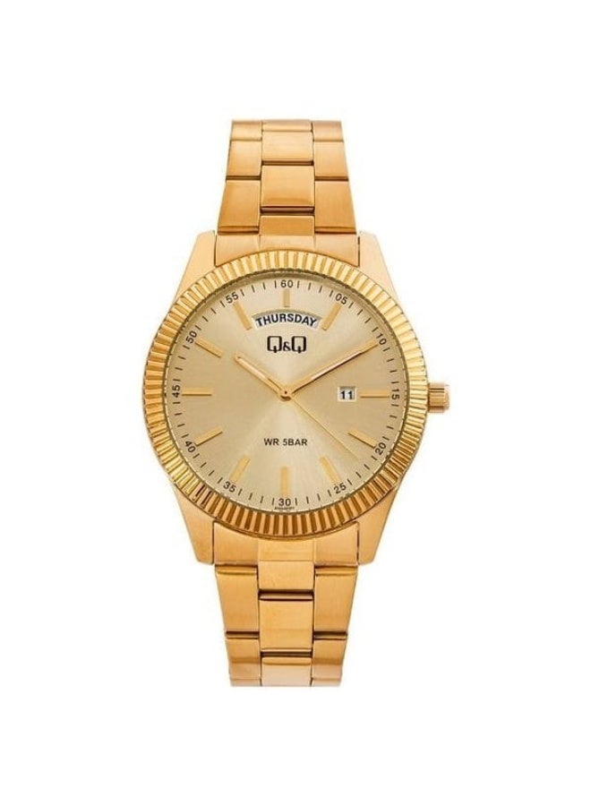 Q&Q Japan By Citizen A14A-001PY Standard Analog Men's Watch, Gold Tone - Image 3
