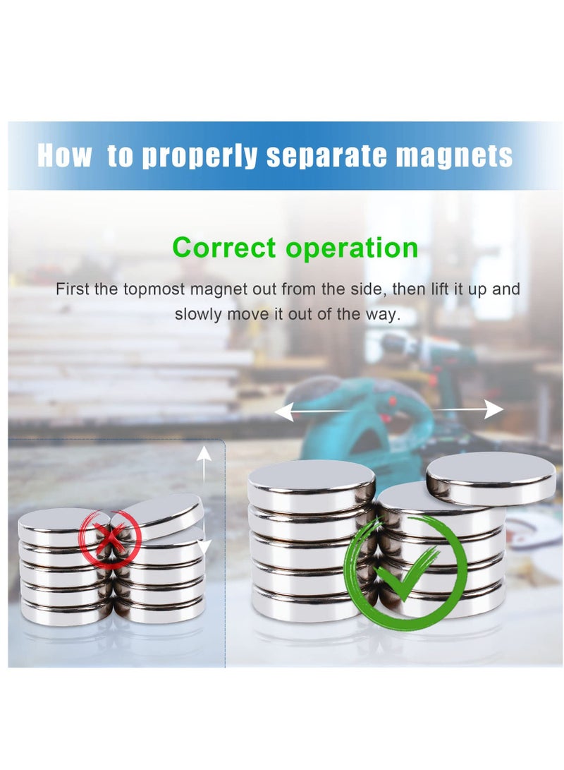 SYOSI Powerful Neodymium Bar Magnets (15x15x3mm), 20 Pieces Super Strong Neodymium Disc Round Magnets, Powerful Permanent Rare Earth Magnets for Fridge Shower Doors Office DIY Building Scientific - Image 3