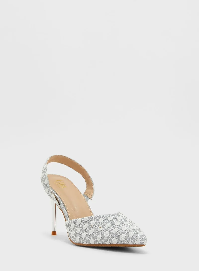 ELLA Printed Fabric Slingback Pointed Pump