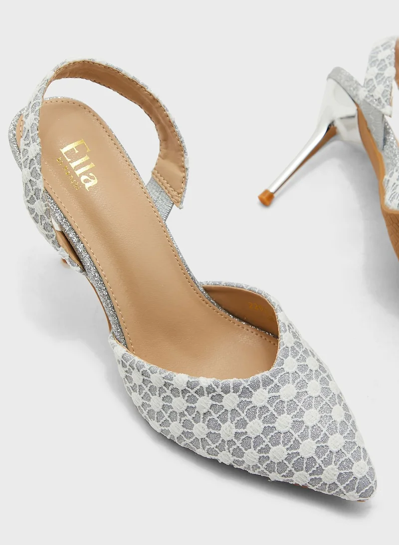 ELLA Printed Fabric Slingback Pointed Pump
