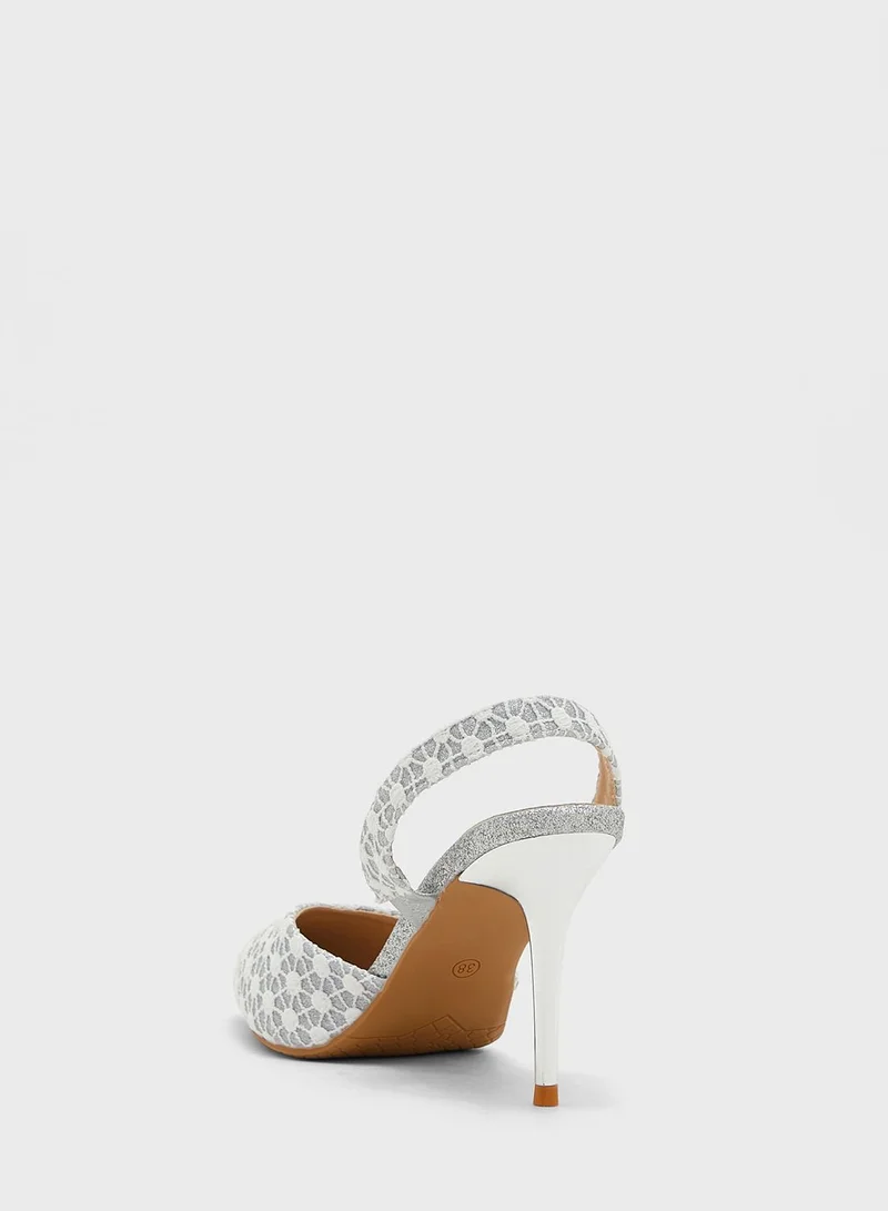 ELLA Printed Fabric Slingback Pointed Pump