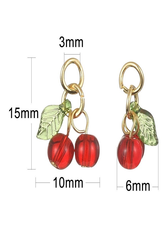 Ipotkitt 30 Pcs Red Cherry Charms Glass & Acrylic Beaded Charms Mini Cute Fruit Bead Charms for Earrings Bracelets Necklaces Jewelry Making DIY Crafts, Acrylic, No Gemstone, Acrylic, No Gemstone - Image 2