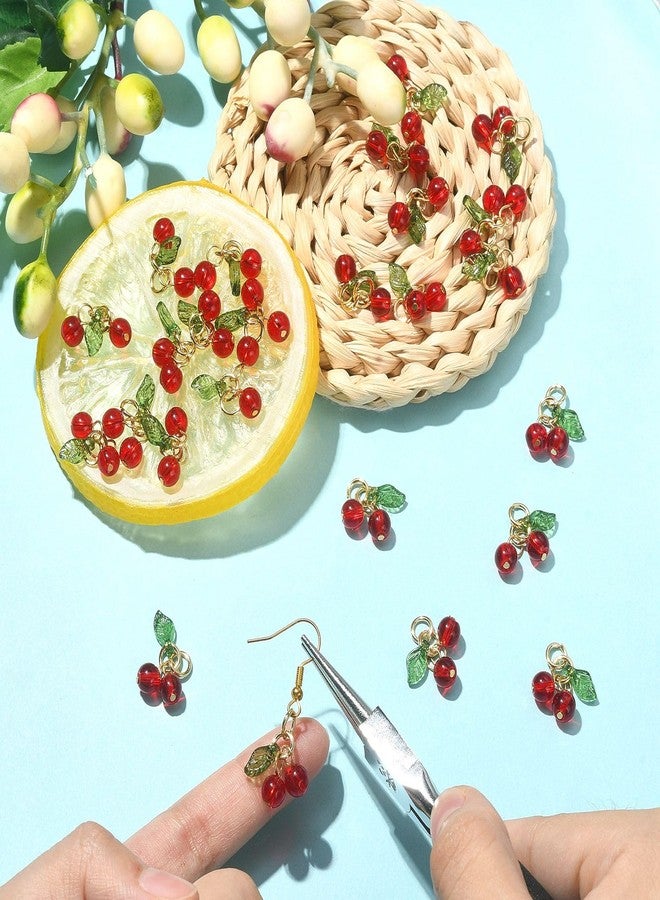 Ipotkitt 30 Pcs Red Cherry Charms Glass & Acrylic Beaded Charms Mini Cute Fruit Bead Charms for Earrings Bracelets Necklaces Jewelry Making DIY Crafts, Acrylic, No Gemstone, Acrylic, No Gemstone - Image 5