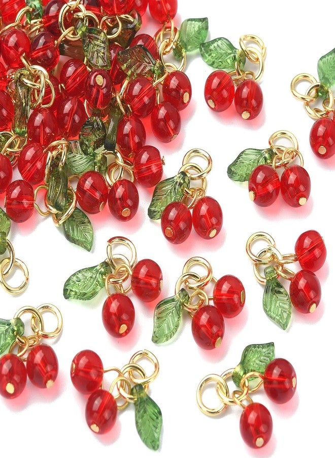 Ipotkitt 30 Pcs Red Cherry Charms Glass & Acrylic Beaded Charms Mini Cute Fruit Bead Charms for Earrings Bracelets Necklaces Jewelry Making DIY Crafts, Acrylic, No Gemstone, Acrylic, No Gemstone - Image 1