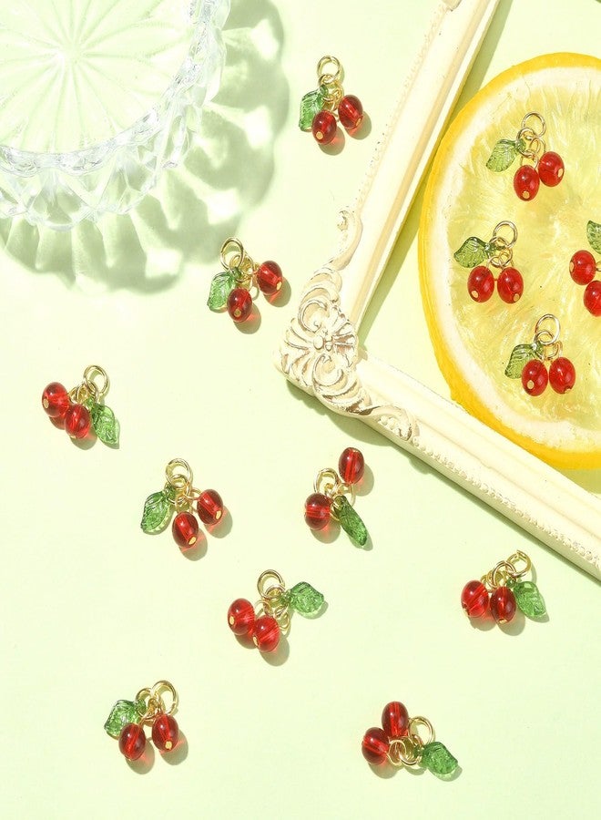 Ipotkitt 30 Pcs Red Cherry Charms Glass & Acrylic Beaded Charms Mini Cute Fruit Bead Charms for Earrings Bracelets Necklaces Jewelry Making DIY Crafts, Acrylic, No Gemstone, Acrylic, No Gemstone - Image 4