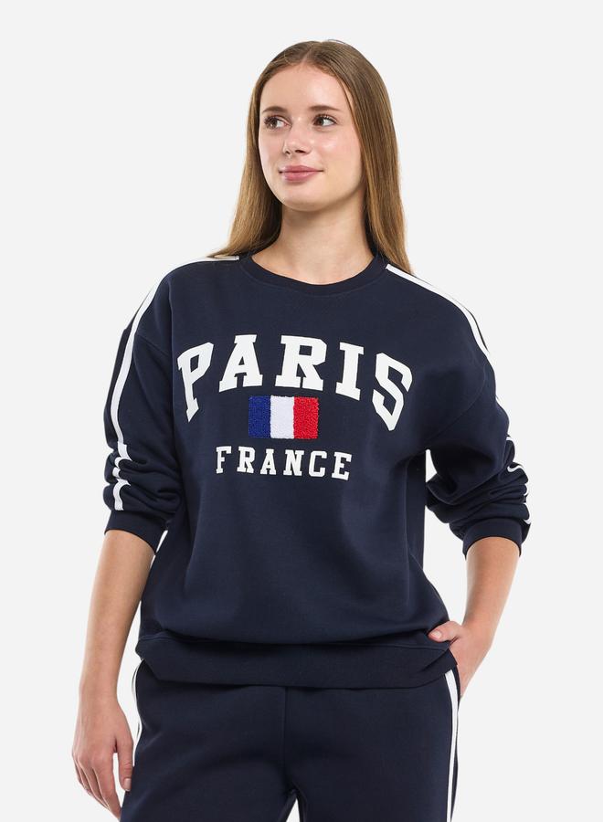 victor and jane Paris France Print Sweatshirt and Joggers Co-Ords - Cotton Fleece - Image 3