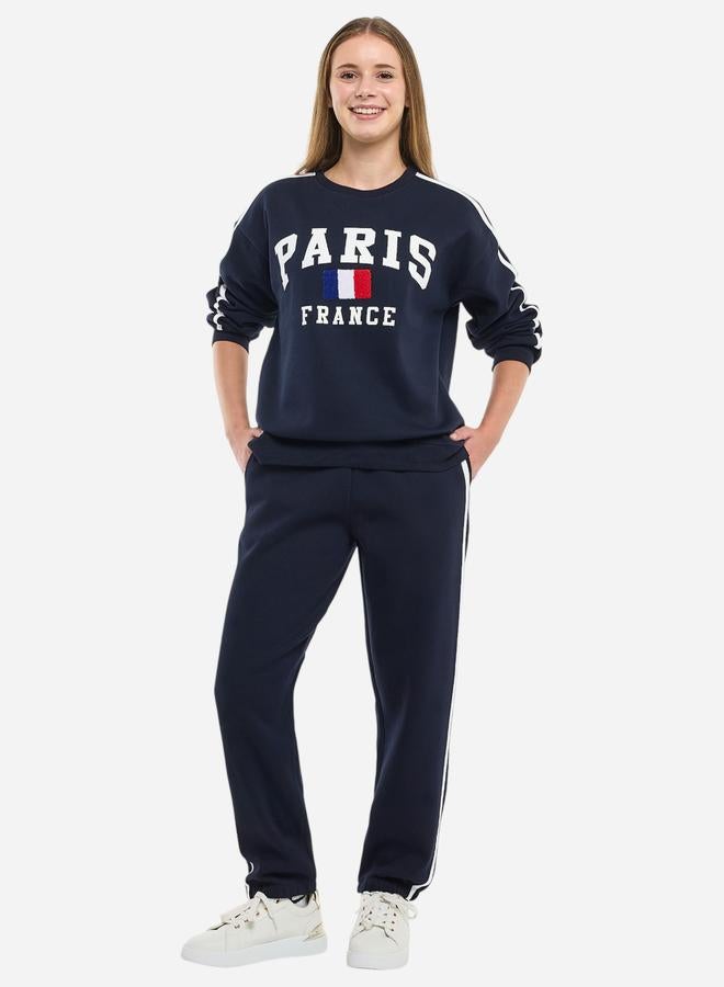 victor and jane Paris France Print Sweatshirt and Joggers Co-Ords - Cotton Fleece - Image 1