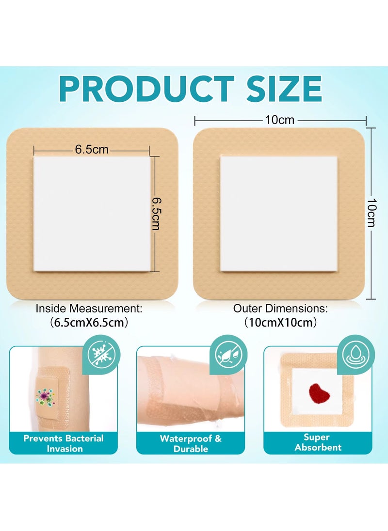 Sefudun 5Pcs Silicone AG Foam Dressing with Border Silicone Adhesive Foam Wound 5 Layer Bed Sore Bandage Foam Wound Dressing Silicone Bordered Sacral Pad with Adhesive Border 10x10 Silicone Foam Dressing Bandage  - Image 4