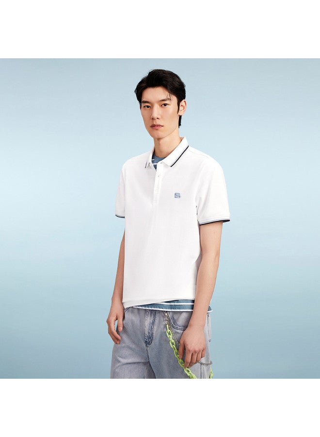 HLA Romance Of The Three Kingdoms】men's Short-sleeve Polo Shirt With Contrast Collar And Micro-pique Fabric - Image 2