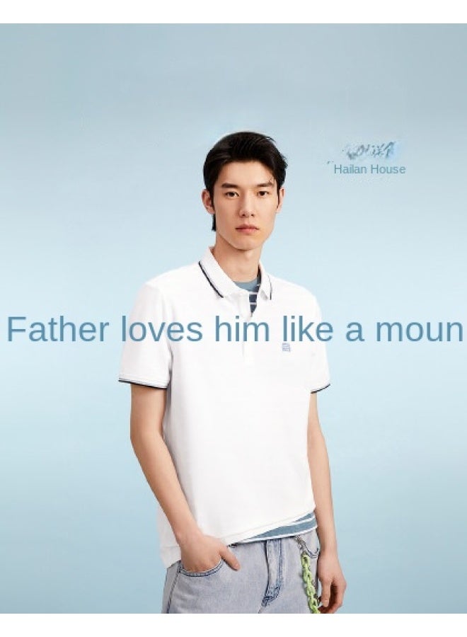 HLA Romance Of The Three Kingdoms】men's Short-sleeve Polo Shirt With Contrast Collar And Micro-pique Fabric - Image 1