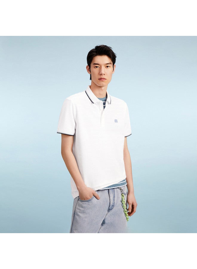 HLA Romance Of The Three Kingdoms】men's Short-sleeve Polo Shirt With Contrast Collar And Micro-pique Fabric - Image 4