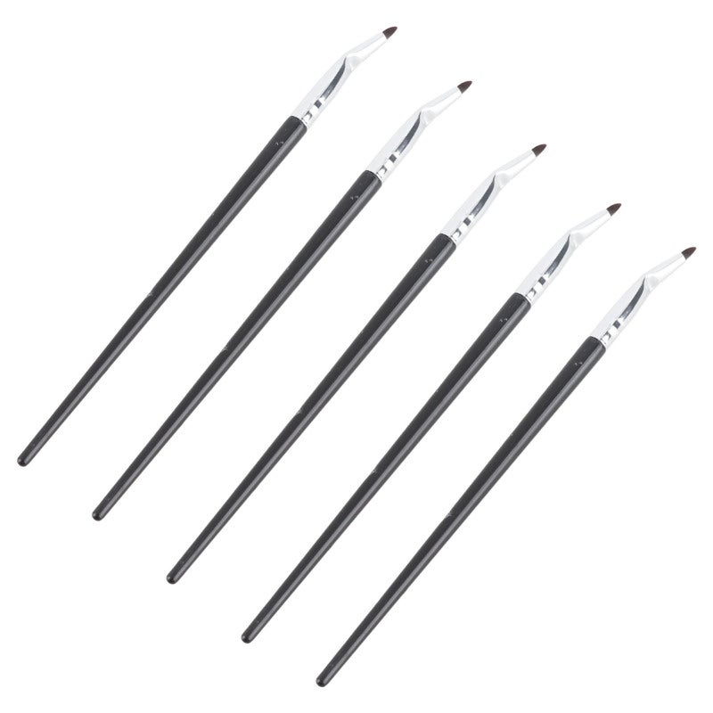 Bent Eyeliner Brush 5pcs Ultra Fine Soft Fiber Head - Ergonomic Lacquered Wooden Handle Multifunctional Makeup Brush for Makeup Artists, Women, Wedding Party, Powder Rooms - Image 2