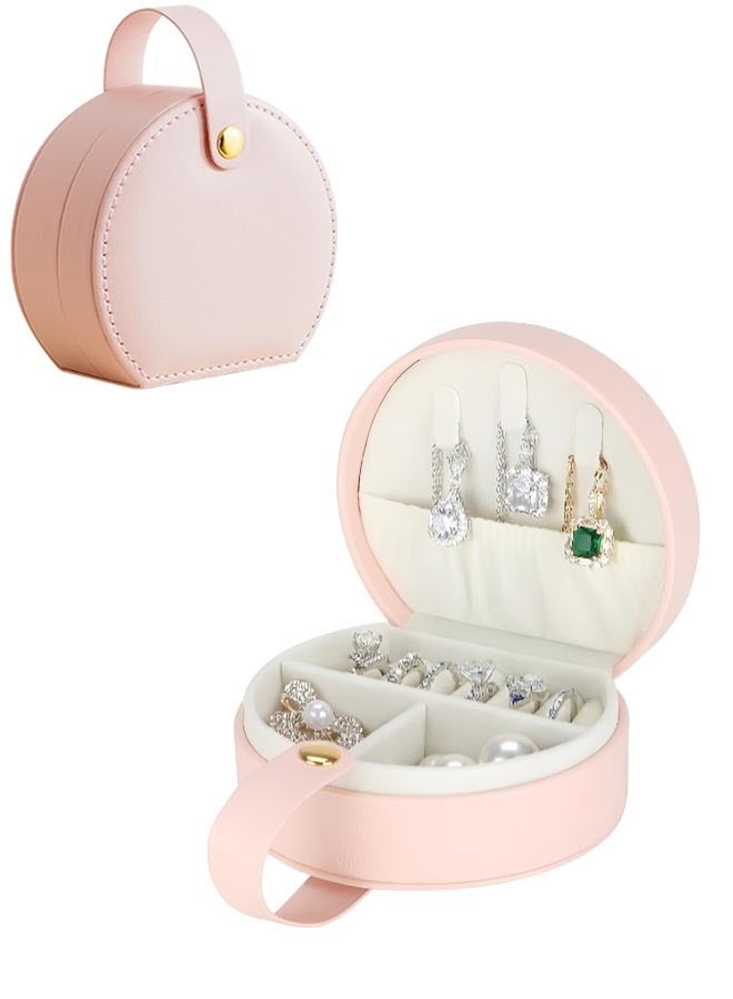 Portable Jewelry Box Jewelry Small Storage Organizer Leather Travel Jewelry Case Boxes Earrings Necklace Ring Handbag /10*9cm - Image 1