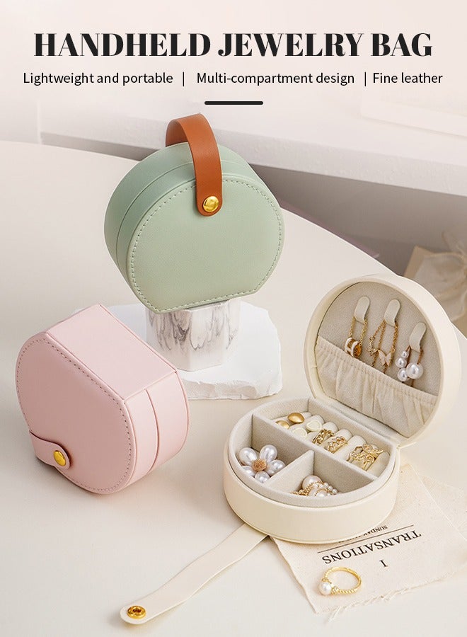 Portable Jewelry Box Jewelry Small Storage Organizer Leather Travel Jewelry Case Boxes Earrings Necklace Ring Handbag /10*9cm - Image 2
