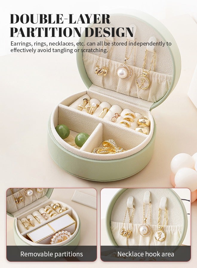 Portable Jewelry Box Jewelry Small Storage Organizer Leather Travel Jewelry Case Boxes Earrings Necklace Ring Handbag /10*9cm - Image 3