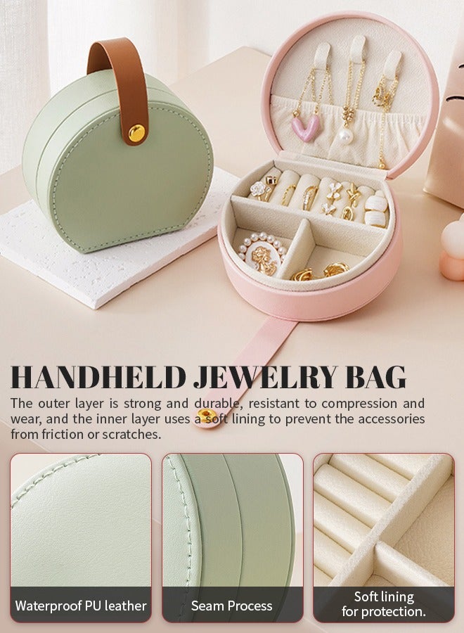 Portable Jewelry Box Jewelry Small Storage Organizer Leather Travel Jewelry Case Boxes Earrings Necklace Ring Handbag /10*9cm - Image 4