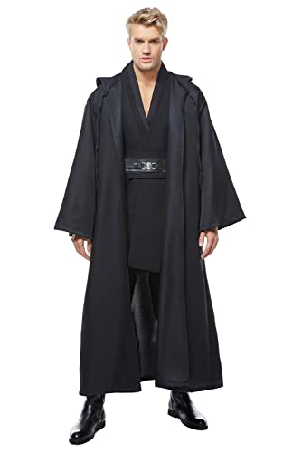 Cosplaysky Men's Tunic Cosplay Costume Adults Outfits Halloween Robe Hooded Uniform Full Set (Black, XX-Large) - Image 4