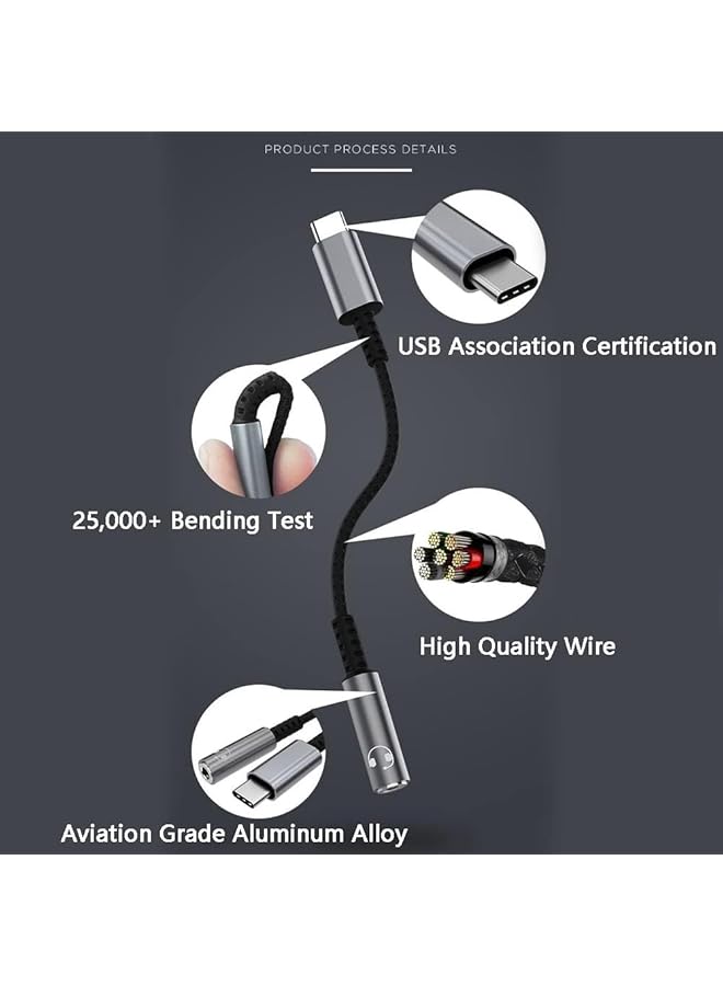 erorex Headphone Jack Adapter Usb Type C Male To 3.5Mm Digital Audio Adapter Cable Dac Decoder Chip Adapter Audio Dongle Cable Cord Compatible With More Type C Devices - Image 3
