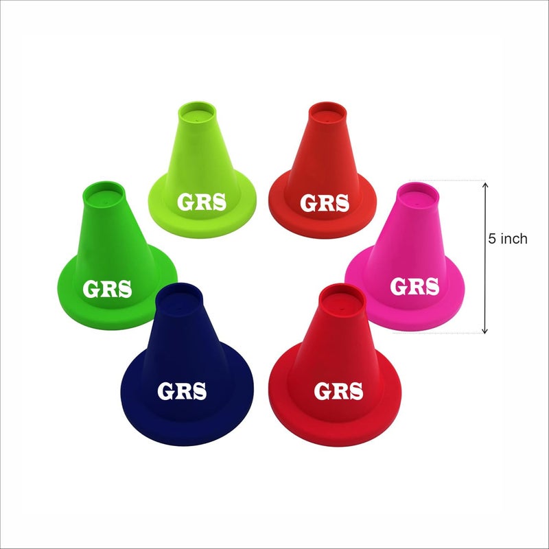 Grès تي للضرب في لعبة الكريكيت - مادة TPR متينة | مخاريط كريكيت للتمارين | معدات كريكيت للضرب، تدريب كريكيت | مخاريط كريكيت للتدريب (متعددة الألوان، عبوة من 6) - Image 2