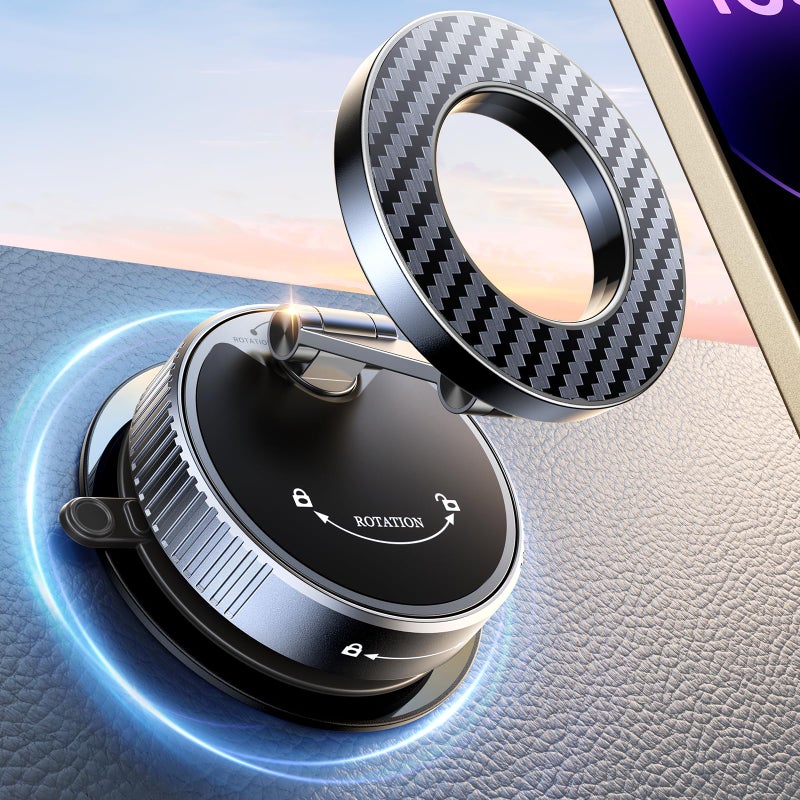 Viccux 2026 Upgraded Vacuum Magnetic Phone Holder for Car [89LB Vacuum Suction+2400GF Strong Magnetic] 360Â° Adjustable Car Phone Holder for MagSafe, Dashboard Suction Cup Phone Mount for iPhone 17/16 - Image 1
