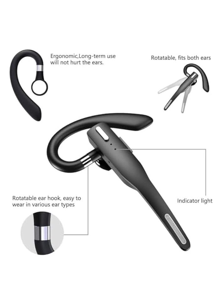 Bluetooth Headset, Bluetooth Headset Handsfree Wireless Bluetooth Earpiece for Mobile Phone V5.1 Headset with Microphone Noise Cancelling 10H Talking Time Bluetooth Headphone Earphone