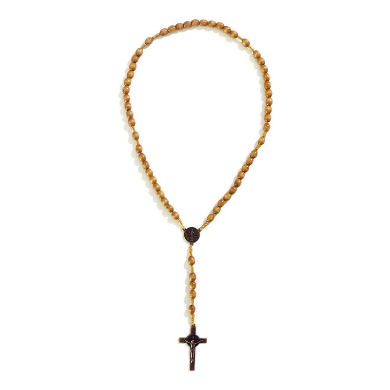KOMI Handmade Wooden Catholic Rosaries, Wood Christian Prayer Beads Holy Soil Medal & Cross,Catholic Wooden Rosary Rosary Beads for Men - Image 4
