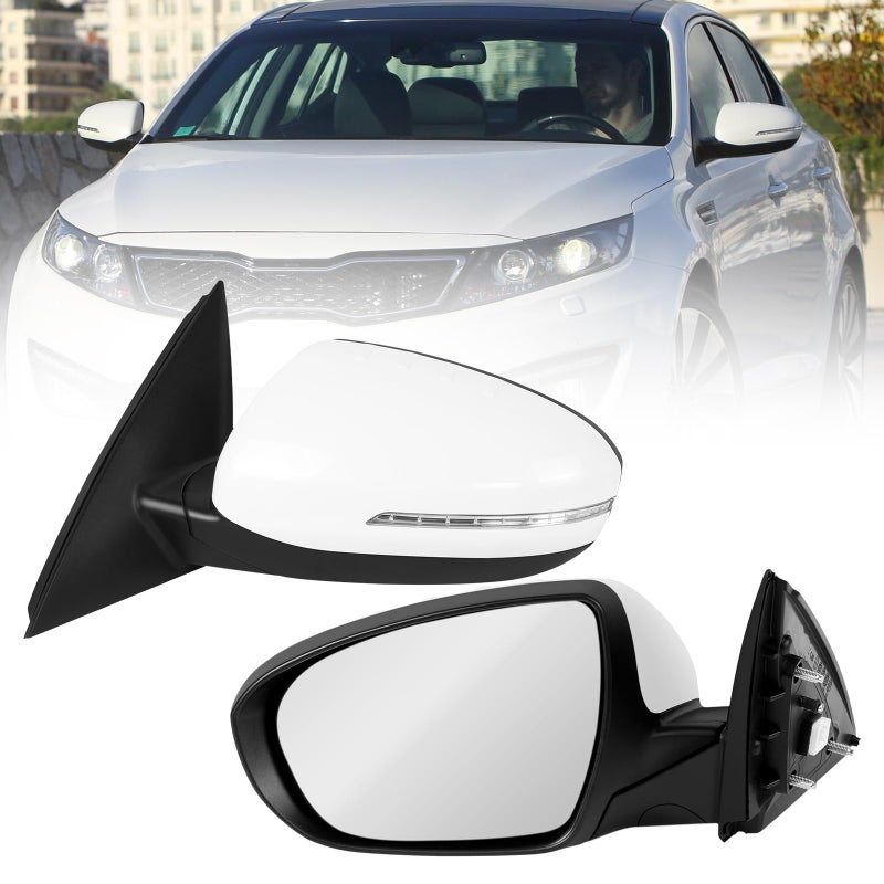 2011 2012 2013 Left Driver Side Mirror Rear Door View Mirror Compatible with Kia Optima EXLXSX FoldinginhousingSignal Light SystemHD GlassReplace 876202T110 KI1320152White5pins