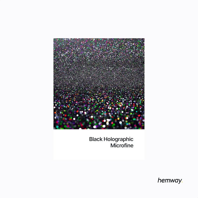 هيمواي حبيبات معدنية لامعة من Hemway Automotive، نوع MICROFINE، بحجم 1/256" (0.004")، سمك 0.1 مم، وزن 100 ميكرون، للاستخدام مع أنواع الطلاء بالرش للسيارات والدراجات والمركبات التجارية والشاحنات (بلون أسود هولوغرافي). - Image 2