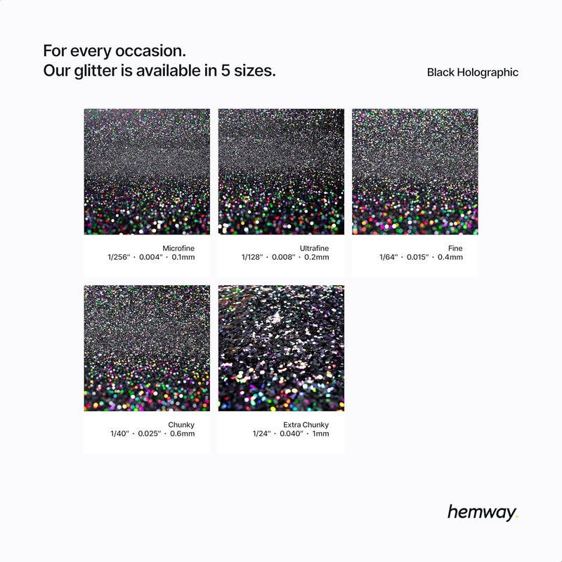هيمواي حبيبات معدنية لامعة من Hemway Automotive، نوع MICROFINE، بحجم 1/256" (0.004")، سمك 0.1 مم، وزن 100 ميكرون، للاستخدام مع أنواع الطلاء بالرش للسيارات والدراجات والمركبات التجارية والشاحنات (بلون أسود هولوغرافي). - Image 3