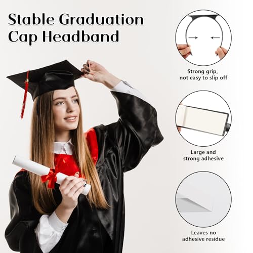 UQM 2 Pack Graduation Cap Headband Insert - Secures Cap and Keeps Hairstyle, Upgraded Interior Design - Image 2