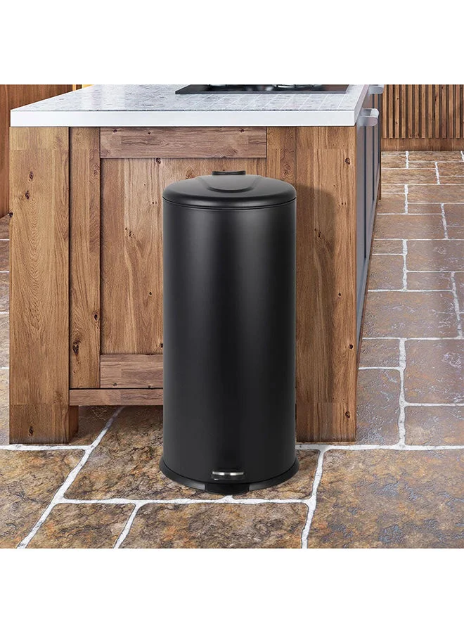 Danube Home Falcon 30L Pedal Bin Soft Close Iron Metal In Powder Coating With Plastic Inner Bucket For Kitchen Bathroom And Offices L 29 X W 65.5 Cm  Black