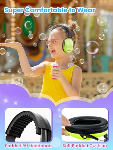 Dr.meter Noise Cancelling Headphones For Kids 2PACK, 27.4SNR Toddler Ear Protection Ear Muffs for Kid Hearing Protection, Noise Reduction in Monster Jam, Concerts, Fireworks, Autism Green & Blue - Image 2