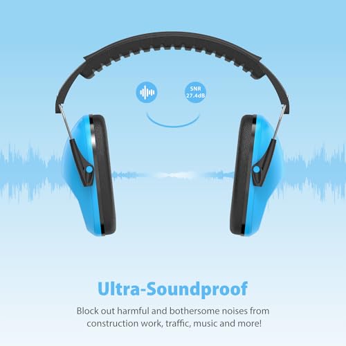 Dr.meter Noise Cancelling Headphones For Kids 2PACK, 27.4SNR Toddler Ear Protection Ear Muffs for Kid Hearing Protection, Noise Reduction in Monster Jam, Concerts, Fireworks, Autism Green & Blue - Image 5