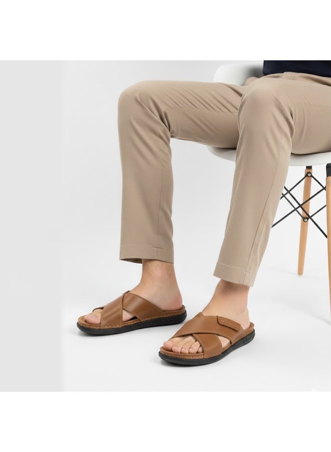 Stylish men's slippers with a modern and comfortable design – genuine leather and non-slip orthopedic sole, available in various sizes and colors. - Image 1