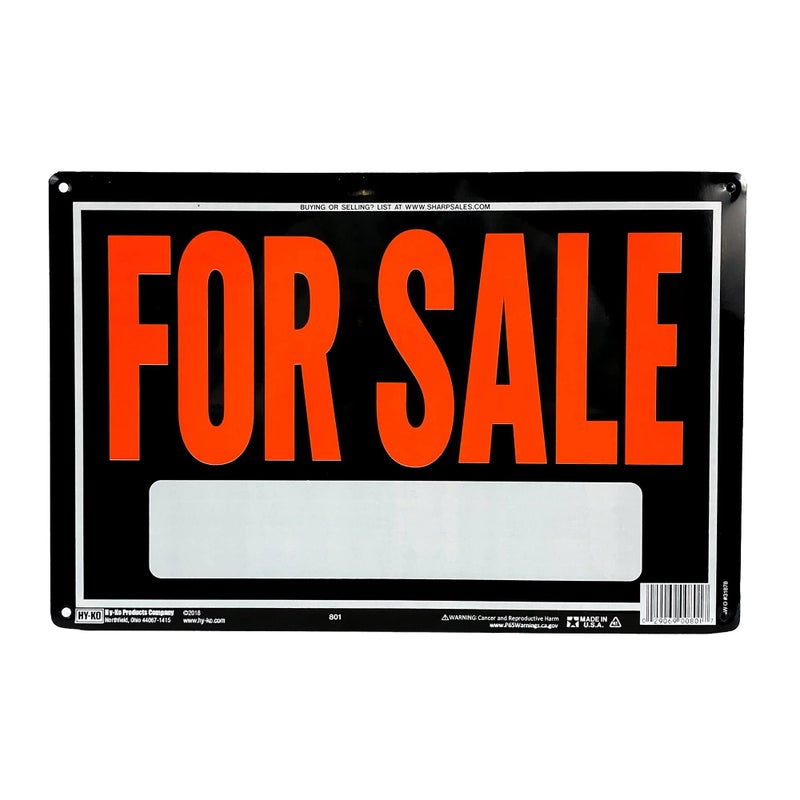 Hy-Ko Products 801 For Sale Aluminum Sign 9.25"" x 14"" Orange/Black  1 Piece - Image 1