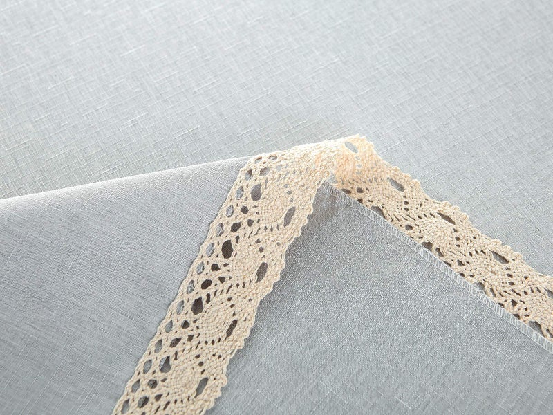 ehousehome faux linen tablecloth مع تقليم الدانتيل - مقاوم للماء/مقاومة للبقع/مقاومة للتجاعيد/إثبات الزيت - لحفلات مأدبة عشاء عطلة - Image 5